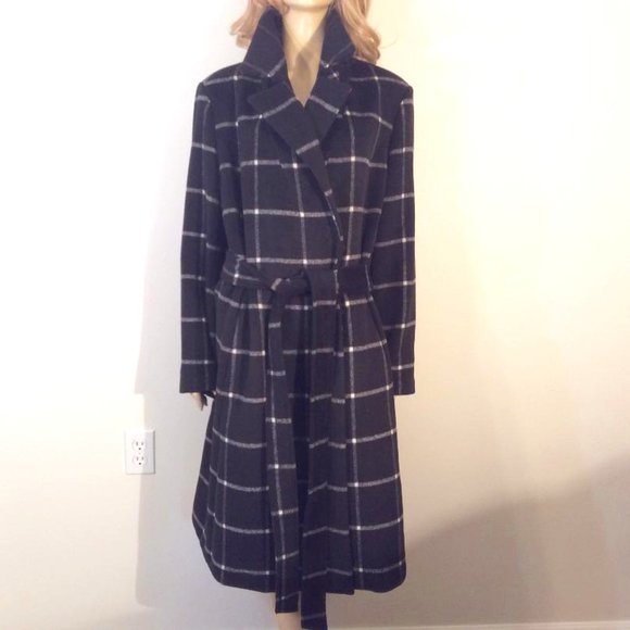 Lane Bryant Jackets & Blazers - LANE BRYANT black, grey & white NWOT belted long trench coat Size 18/20